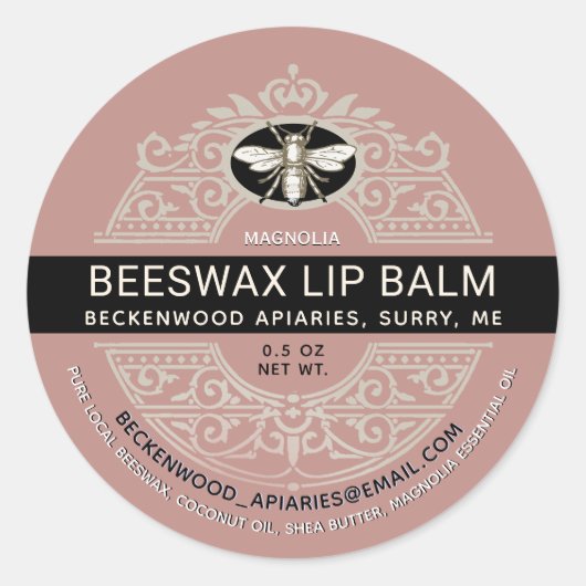 bijenwas Balm Heraldic Bee Magnolia Ronde Sticker (Voorkant)