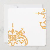 Bijenwas en Blauwe Curaçao Floral Damask-uitnodigi Kaart (Achterkant)