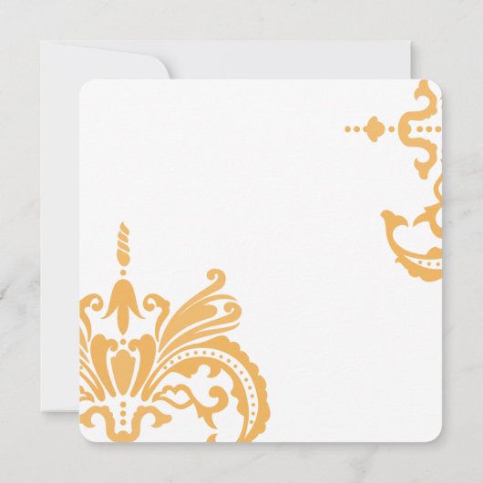 Bijenwas en Blauwe Curaçao Floral Damask-uitnodigi Kaart (Achterkant)