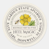 Bijenwas-hielboter met bijen en  ventilator ronde sticker (Voorkant)