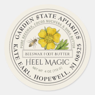 Bijenwas-hielboter met bijen en  ventilator ronde sticker