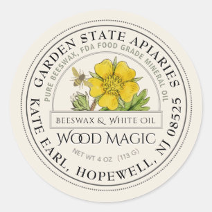 Bijenwas Houtboter met  ventilator en bijen Ronde Sticker