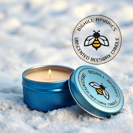 Bijenwas kaars label gele bij