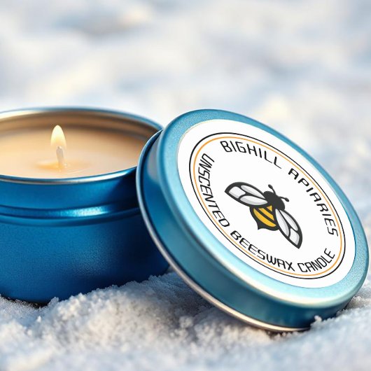 Bijenwas kaars label gele bij