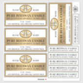 Bijenwas Kaars Mat wit of transparant goud bij Sticker (Vel)