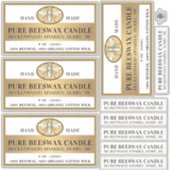 Bijenwas Kaars Mat wit of transparant goud bij Sticker (Voorkant)