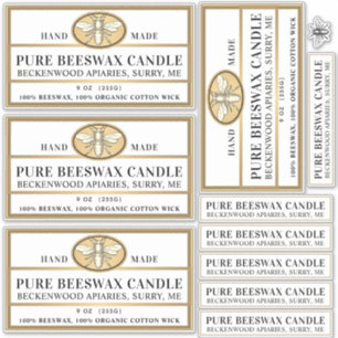 Bijenwas Kaars Mat wit of transparant goud bij Sticker