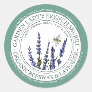 Bijenwas Lavendel Muggenafstotend Lotion Bar Bee Ronde Sticker