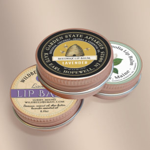 Bijenwas Lippenbalsem met  Skep en Bijen Ronde Sticker