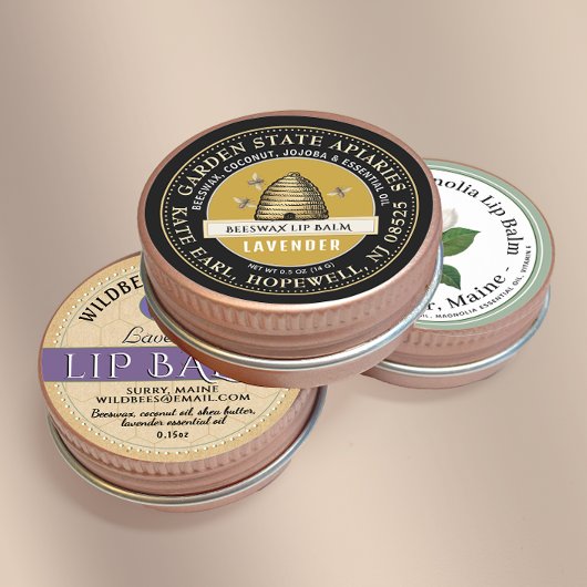 Bijenwas Lippenbalsem met  Skep en Bijen Ronde Sticker