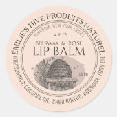 Bijenwas lippenbalsem tin mini label met scheep en (Voorkant)