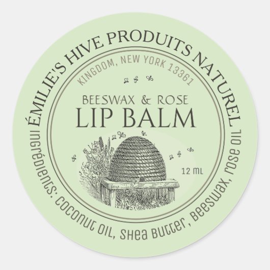 Bijenwas lippenbalsem tin mini label met scheep en (Voorkant)