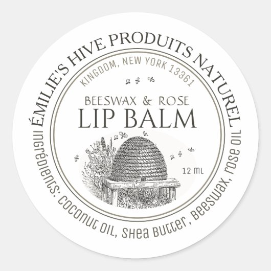 Bijenwas lippenbalsem tin mini label met scheep en (Voorkant)
