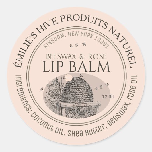 Bijenwas lippenbalsem tin mini label met scheep en (Voorkant)