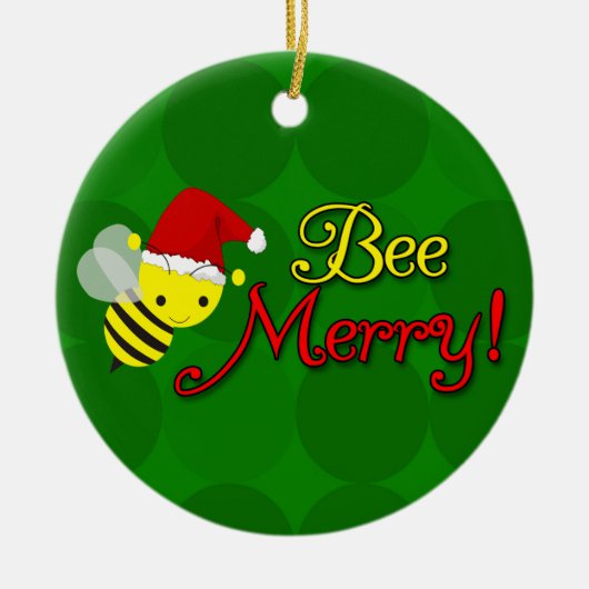 Bijenwas Merry, Cute Bumblebee Holiday Keramisch Ornament (Voorkant)