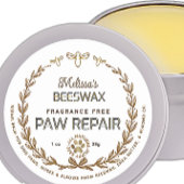 Bijenwas Paw Repair Balm Puppy Safe Logo en bijen Ronde Sticker