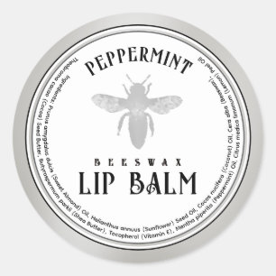 Bijenwas Pepermunt Lip Balm Queen Bee Zilver Ronde Sticker