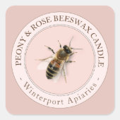 Bijenwaskaars met Honeybee Roos Gold Pink Label (Voorkant)