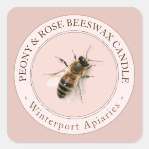 Bijenwaskaars met Honeybee Roos Gold Pink Label