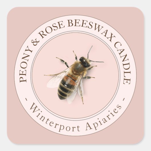 Bijenwaskaars met Honeybee Roos Gold Pink Label (Voorkant)