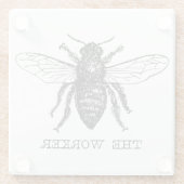Bijenwerker Honing Zwarte hommel Glazen Onderzetter (Achterkant)