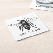 Bijenwerker Honing Zwarte hommel Kartonnen Onderzetters (Schuin)