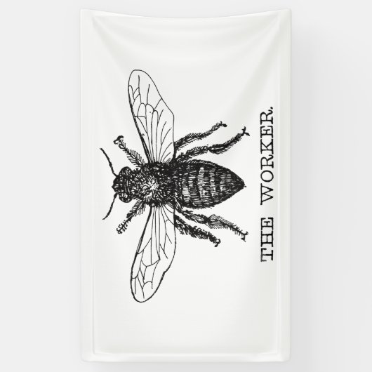 Bijenwerker Honing Zwarte hommel Spandoek (Verticaal)
