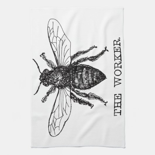 Bijenwerker Honing Zwarte hommel Theedoek (Verticaal)