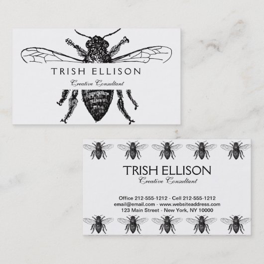 Bijenwerker Honing Zwarte hommel Visitekaartje (Voorkant / Achterkant)