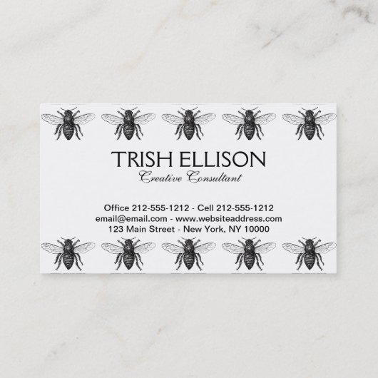 Bijenwerker Honing Zwarte hommel Visitekaartje (Achterkant)
