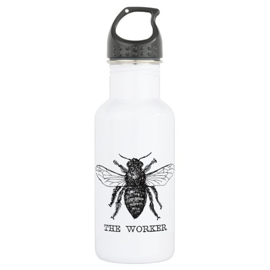 Bijenwerker Honing Zwarte hommel Waterfles (Voorkant)