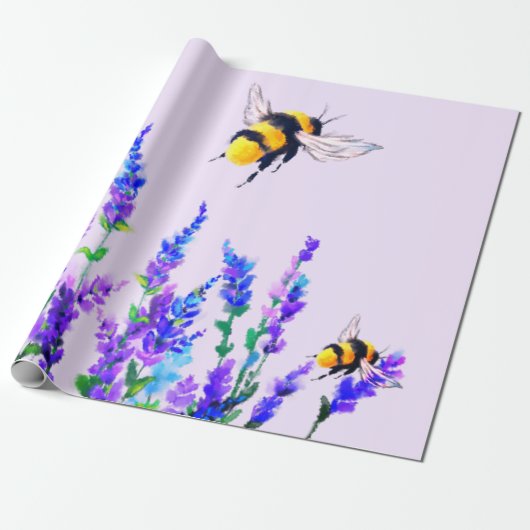 Bijenwikkelpapier met bloemen cadeaupapier (Uitgerold)