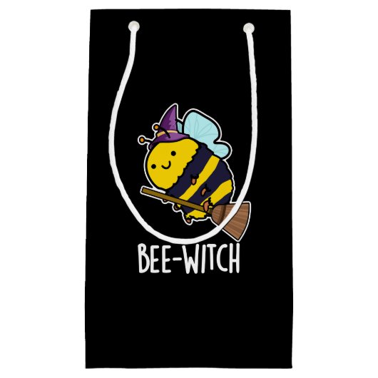 Bijenwitch Funny Bee Pun Dark BG Klein Cadeauzakje (Voorkant)
