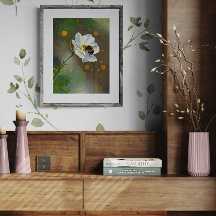 Bijenwolf Bijen Pollineren Witte Cosmos Bloem