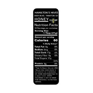  bijenzwart 2020 Voedingsvet honingetiket Etiket