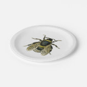  bijenzwart en geel Antiek illustratie Papieren Bordje (Gekanteld)