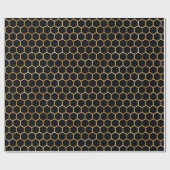 Bijenzwarte honing Comb Metallic Gold Sepia Hexago Cadeaupapier (Vlak)
