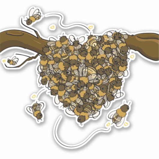 Bijenzwerm - Hartzwerm Sticker (Voorkant)