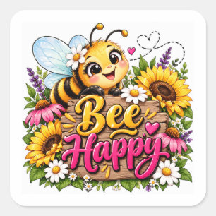 Bijgelukkig Bloementuin Vierkante Sticker