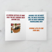 Bijgerecht van Wine Funny Thanksgiving Kaart (Binnen)