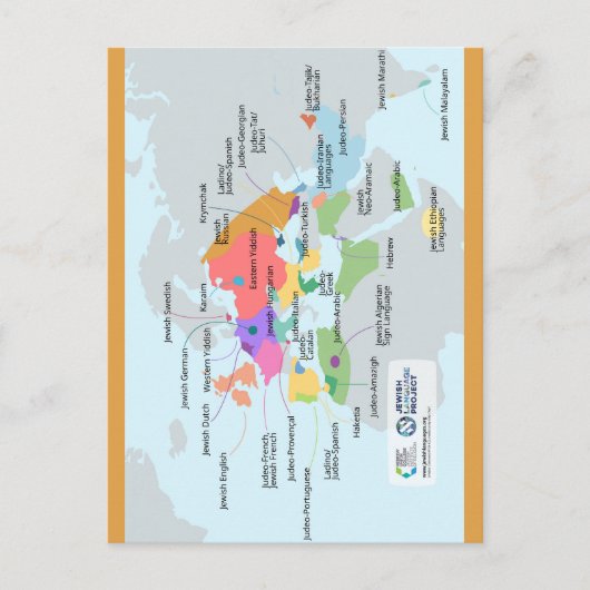 Bijgesneden kaart van Joodse talen (Voorkant)
