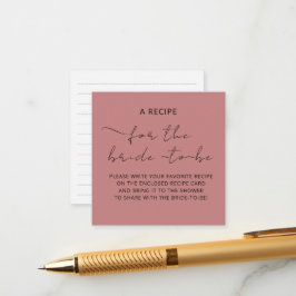 Bijgevoegde kaart "EEN RECEPT" voor de bruidsdouch