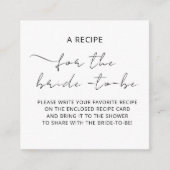 Bijgevoegde kaart "EEN RECEPT" voor de bruidsdouch (Voorkant)