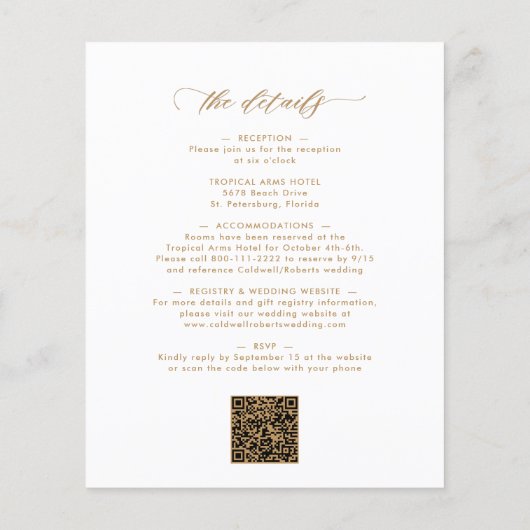 Bijgewerkt Budget Goud Kalligrafie Bruiloft Uitnod (Achterkant)