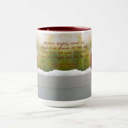 Bijgewerkt: kardinaal/bezoeker uit hemelgedicht en mok (Midden)