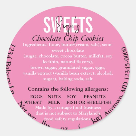 Bijgewerkt MARYLAND State Cottage Law Ingrediënt Ronde Sticker (Voorkant)