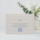 Bijgewerkt Nautical Faux Embossed Classic QR Weddi RSVP Kaartje (Staand voorkant)