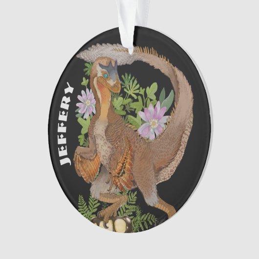 Bijgewerkt TemplatePersonalized Naam Dinosaur Rapt Ornament (voorkant)