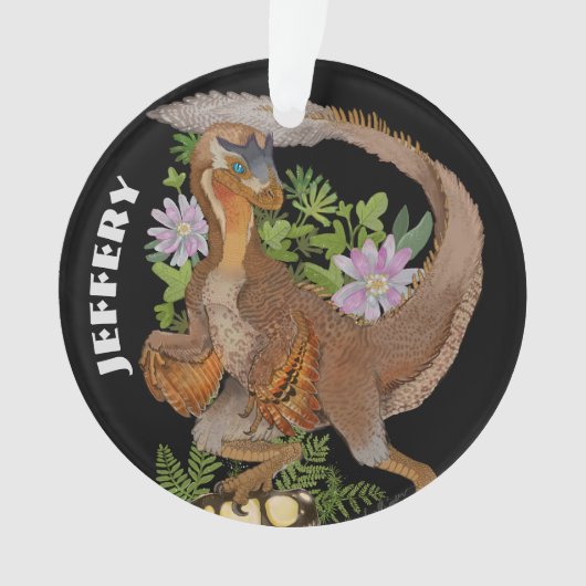 Bijgewerkt TemplatePersonalized Naam Dinosaur Rapt Ornament (voorkant)