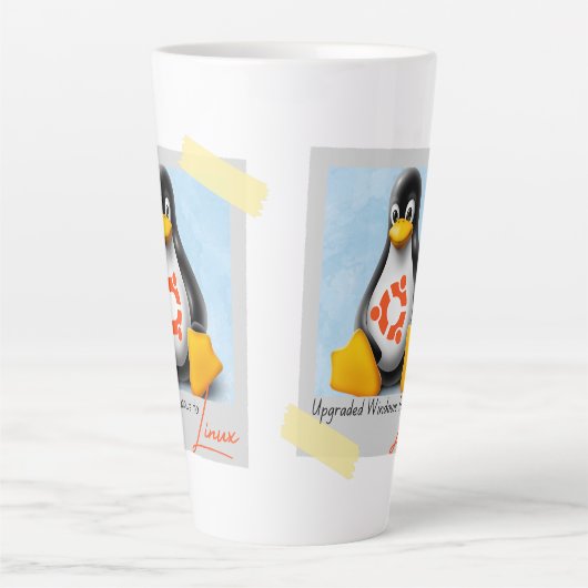 Bijgewerkt Windows Ubuntu Linux TUX Latte Mok (Voorkant)